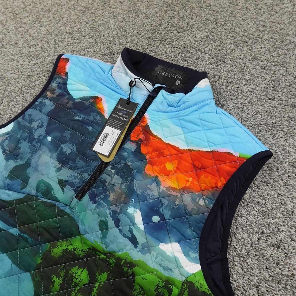NEW Greyson‎ Vest Mens M Graphic Yukon 1/2 Zip Quilted Performance Golf Outdoor